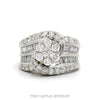 2cttw Round Diamond Cluster Bridal Ring with Swirled Diamond Accented Sides in 14k White Gold