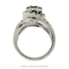 2cttw Round Diamond Cluster Bridal Ring with Swirled Diamond Accented Sides in 14k White Gold - Thumbnail 3