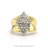 14k yellow gold marquise shaped round diamond cluster ring — top view - Thumbnail 1