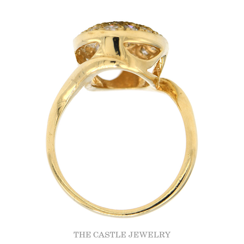Front-facing view of the 14k yellow gold diamond cocktail ring