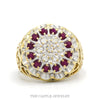 10k two-tone gold men's ruby and diamond Kentucky cluster ring — top view - Thumbnail 1