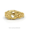 10k yellow gold initial S nugget design ring — top view - Thumbnail 1