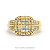 10k yellow gold men's 1ctw cushion-shape diamond cluster ring — top view - Thumbnail 1