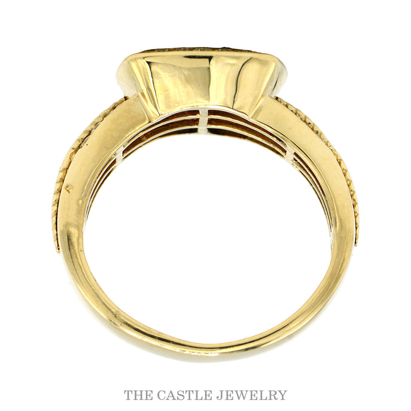 Front-facing view of the 10k yellow gold men's diamond ring