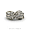 10k white gold channel-set baguette diamond crossover band — top view - Thumbnail 1