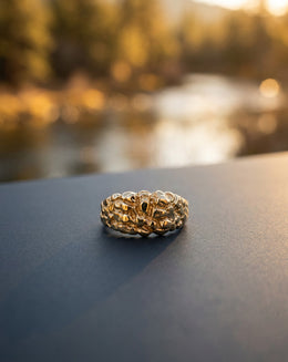 Domed Textured Nugget Style Men's Ring in 10k Yellow Gold