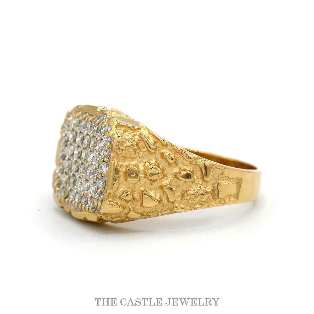 Men's 0.38cttw Square Diamond Cluster Ring with Nugget Design
