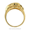 Front-facing view of the large swirled ridged dome ring in 14k yellow gold - Thumbnail 3