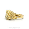 Side profile of the 14k yellow gold swirled dome ring showing the high dome and narrowed shank - Thumbnail 2