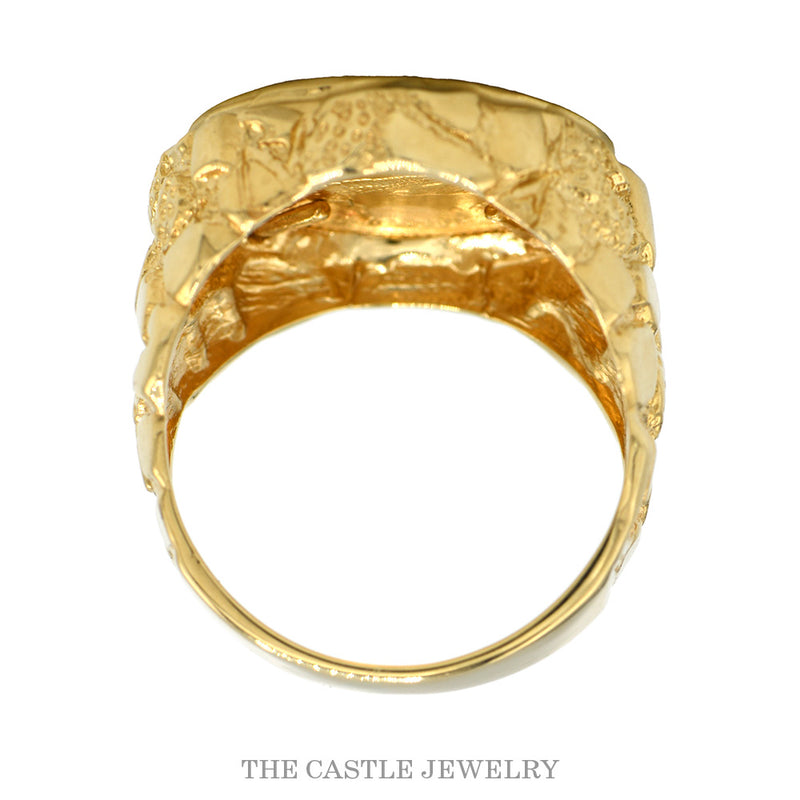 Front-facing view of the 14k yellow gold Gold Eagle coin ring