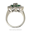 Front-facing view of the diamond and emerald starburst ring in 14k white gold - Thumbnail 3