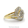 3/4cttw Flower Cluster Ring with Baguette and Round Diamond Accents in 10k Yellow Gold - Thumbnail 3