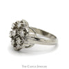 7 Diamond Cluster Ring with Open Beaded Design in 14k White Gold - Thumbnail 3