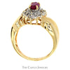 Marquise Shaped Ruby Ring with Illusion Set Diamond Halo in 10k Yellow Gold - Thumbnail 2