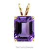 Emerald Cut Amethyst Pendant in 10k Yellow Gold Basket Mounting - Thumbnail 1