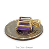 Emerald Cut Amethyst Pendant in 10k Yellow Gold Basket Mounting - Thumbnail 3
