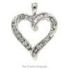 Open Heart Shaped Pendant with Baguette and Round Channel Set Diamonds in 10k White Gold - Thumbnail 1