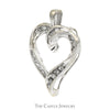 Open Heart Shaped Pendant with Baguette and Round Channel Set Diamonds in 10k White Gold - Thumbnail 2