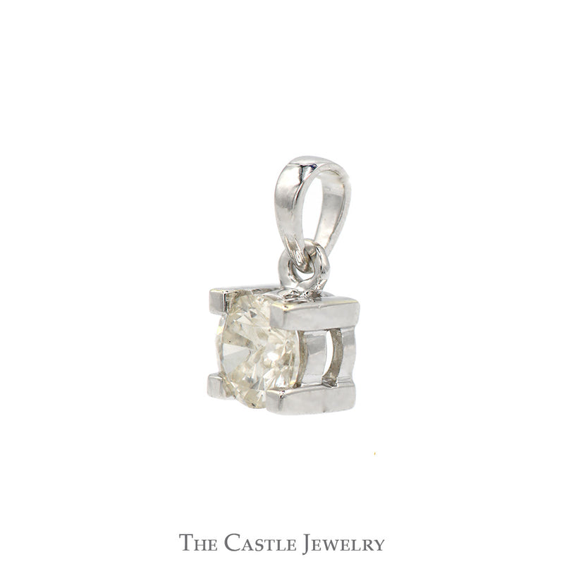 .80ct Round Diamond Solitaire Pendant in 10k White Gold Basket Mount