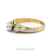 Three Stone Diamond Engagement Ring in Two Tone 10k Yellow and White Gold - Thumbnail 2