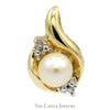 5.5mm Round Pearl Tear Drop Shaped Pendant with Diamond Accents in 10k Yellow Gold - Thumbnail 1
