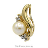 5.5mm Round Pearl Tear Drop Shaped Pendant with Diamond Accents in 10k Yellow Gold - Thumbnail 2