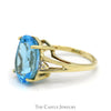 Oval Blue Topaz Ring with Diamond Accents in 10k Yellow Gold Split Shank Setting - Thumbnail 3