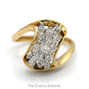 1/2cttw Waterfall Diamond Cluster Ring in 14k Yellow Gold Swirled Bypass Mounting - Thumbnail 1