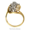 1/2cttw Waterfall Diamond Cluster Ring in 14k Yellow Gold Swirled Bypass Mounting - Thumbnail 2
