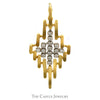 1/4cttw Diamond Cluster Geometric Broach Pendant in 14k Yellow Gold - Thumbnail 1