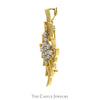 1/4cttw Diamond Cluster Geometric Broach Pendant in 14k Yellow Gold - Thumbnail 2