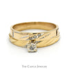 Diamond Engagement Ring with Matching Diamond Band in 10k Yellow Gold - Thumbnail 1