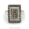 1cttw Rectangular Cocoa and White Diamond Cluster Ring in 14k White Gold - Thumbnail 1