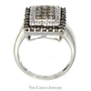 1cttw Rectangular Cocoa and White Diamond Cluster Ring in 14k White Gold - Thumbnail 2