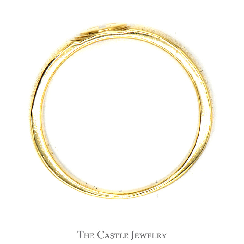 Cross Designed Wedding Band with Brush Textured Sides in 10k Yellow Gold - Size 6.25