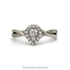Pear Shape Diamond Engagement Ring With Round Brilliant Cut Diamond Halo And Sides .50CTTW In 14KT White Gold - Thumbnail 1