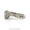 Pear Shape Diamond Engagement Ring With Round Brilliant Cut Diamond Halo And Sides .50CTTW In 14KT White Gold - Thumbnail 3