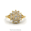 1/2cttw Diamond Snowflake Cluster Ring in 14k Yellow Gold - Thumbnail 1