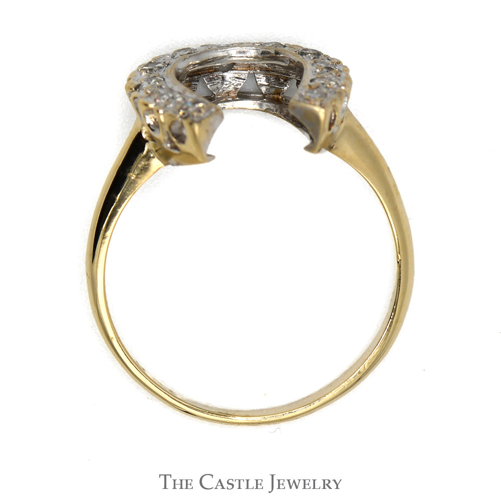 1/4cttw Round Brilliant Cut Diamond Horseshoe Ring in 10k Yellow Gold