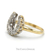 1/4cttw Round Brilliant Cut Diamond Horseshoe Ring in 10k Yellow Gold - Thumbnail 3