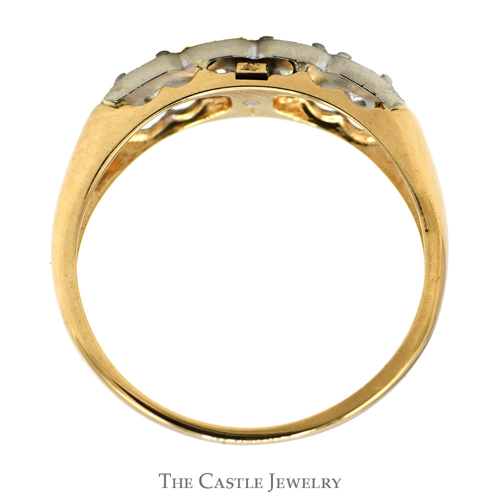 1/4cttw 4 Round Diamond Wedding Band in 10k Yellow Gold