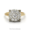 1cttw Round Shaped Diamond Cluster Ring in 14k Yellow Gold - Thumbnail 1