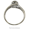 Round Diamond Cluster Ring with Diamond Accented Sides in 10k White Gold Split Shank Swirled Setting - Thumbnail 2
