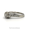 Round Diamond Cluster Ring with Diamond Accented Sides in 10k White Gold Split Shank Swirled Setting - Thumbnail 3