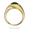 Round Green Jade Dome Men's Ring with Polished Sides in 14k Yellow Gold - Thumbnail 2