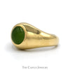 Round Green Jade Dome Men's Ring with Polished Sides in 14k Yellow Gold - Thumbnail 3