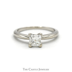 .91ct Princess Cut Diamond Solitaire Engagement Ring in 14k White Gold