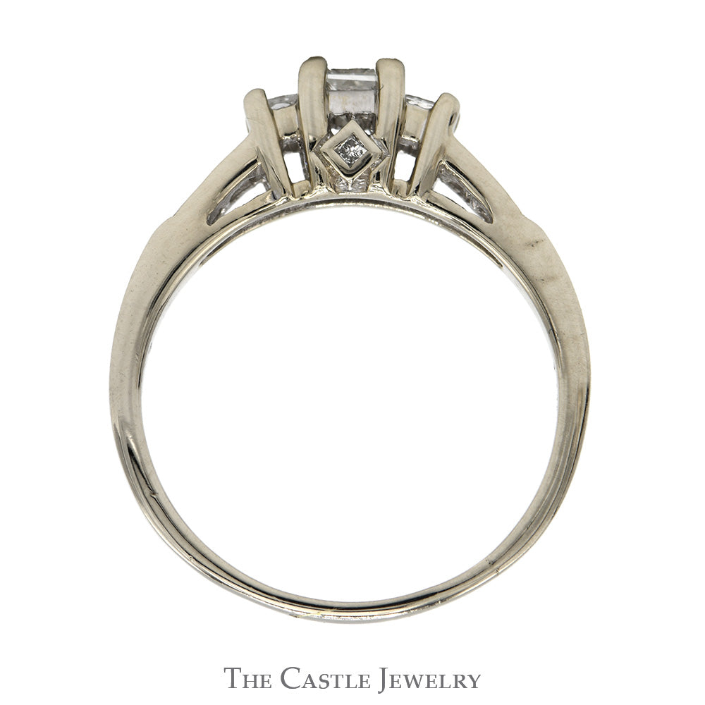 1/3cttw Three Stone Princess Cut Diamond Engagement Ring with Channel Set Accented Sides in 14k White Gold