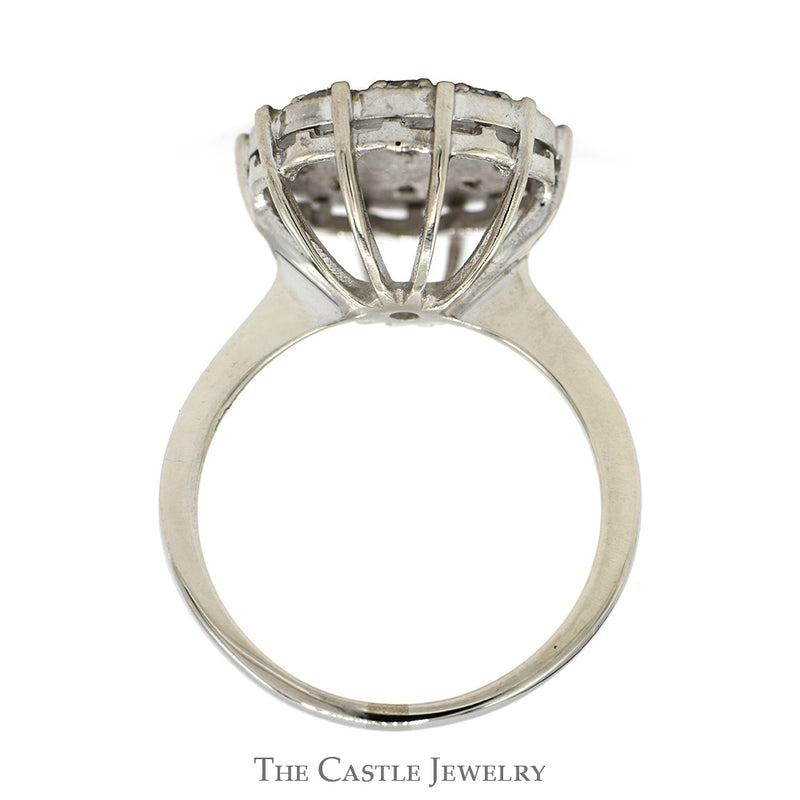 Round Shaped 3/4cttw Diamond Cluster Ring in 14k White Gold