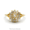 Round Shaped 3/4cttw Diamond Cluster Ring with Split Shank Sides in 14k Yellow Gold - Thumbnail 1